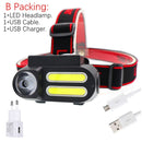 Portable Mini  XPE+2* COB LED Headlamp Work Light Waterproof Headlight Use 18650 Battery for Night Lighting Flashlight head lamp