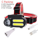 Portable Mini  XPE+2* COB LED Headlamp Work Light Waterproof Headlight Use 18650 Battery for Night Lighting Flashlight head lamp
