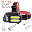Portable Mini  XPE+2* COB LED Headlamp Work Light Waterproof Headlight Use 18650 Battery for Night Lighting Flashlight head lamp