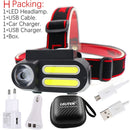 Portable Mini  XPE+2* COB LED Headlamp Work Light Waterproof Headlight Use 18650 Battery for Night Lighting Flashlight head lamp