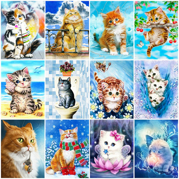 Evershine 5D DIY Diamond Painting Full Square Cat Rhinestones Pictures Diamond Embroidery Animals Mosaic Sale Home Decoration