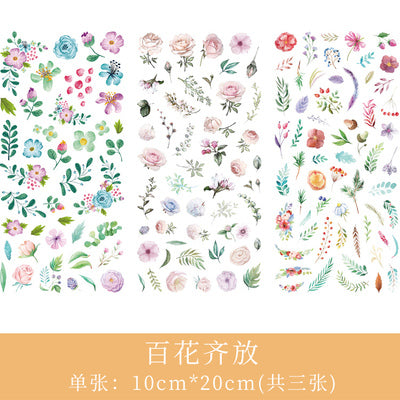 3pcs/set  2019NEW Cartoon Flowers Leaves Sticker  DIY Diary Decor Stickers Scrapbook cute Stationery journal Supplies
