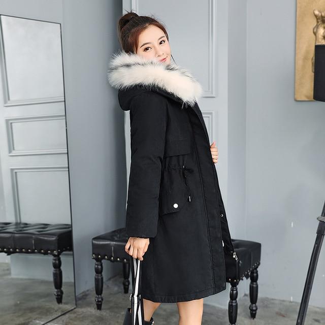 -30 Degrees New 2020 Women Winter Jacket Hooded Fur Collar Female Winter Coat Long Parkas with Fur Lining Plus Size Fur Parka