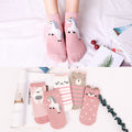 5 Pairs Lot Cotton Women Socks Female Casual Boat 3D Pack Cartoon Harajuku Unicron Cat Cute Invisiable Funny Girl Ankle Sock Set