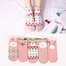 5 Pairs Lot Cotton Women Socks Female Casual Boat 3D Pack Cartoon Harajuku Unicron Cat Cute Invisiable Funny Girl Ankle Sock Set