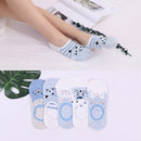 5 Pairs Lot Cotton Women Socks Female Casual Boat 3D Pack Cartoon Harajuku Unicron Cat Cute Invisiable Funny Girl Ankle Sock Set