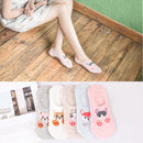 5 Pairs Lot Cotton Women Socks Female Casual Boat 3D Pack Cartoon Harajuku Unicron Cat Cute Invisiable Funny Girl Ankle Sock Set