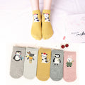 5 Pairs Lot Cotton Women Socks Female Casual Boat 3D Pack Cartoon Harajuku Unicron Cat Cute Invisiable Funny Girl Ankle Sock Set