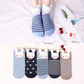 5 Pairs Lot Cotton Women Socks Female Casual Boat 3D Pack Cartoon Harajuku Unicron Cat Cute Invisiable Funny Girl Ankle Sock Set
