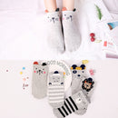 5 Pairs Lot Cotton Women Socks Female Casual Boat 3D Pack Cartoon Harajuku Unicron Cat Cute Invisiable Funny Girl Ankle Sock Set