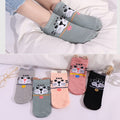 5 Pairs Lot Cotton Women Socks Female Casual Boat 3D Pack Cartoon Harajuku Unicron Cat Cute Invisiable Funny Girl Ankle Sock Set