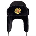 Soviet Army Military Badge Russia Ushanka Bomber Hats Pilot Trapper Aviator Cap Winter Faux Rabbit Fur Earflap Snow Caps hat