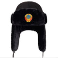 Soviet Army Military Badge Russia Ushanka Bomber Hats Pilot Trapper Aviator Cap Winter Faux Rabbit Fur Earflap Snow Caps hat