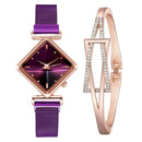 Women Square Watch Luxury Ladies Quartz Magnet Buckle Gradient Color Watches Relogio Feminino For Gift Clock