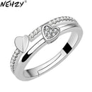 NEHZY  925 sterling silver New Woman Cubic zirconia silver ring opening the adjustable ring asymmetrical heart-shaped jewelry