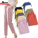 Womens Spring Summer Pants Cotton Linen Solid Elastic waist Candy Colors Harem Trousers Soft high quality for Female ladys S-XXL
