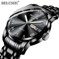 BELUSHI Top Brand Luxury Mens Watches Luminous Waterproof Stainless Steel Watch Quartz Men Date Calendar Business Wristwatch