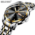 BELUSHI Top Brand Luxury Mens Watches Luminous Waterproof Stainless Steel Watch Quartz Men Date Calendar Business Wristwatch