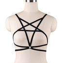 JLX.HARNESS Pentagram Bondage Body Harness Lingerie Goth Crop Tops Cage  Lingerie Harness Belt Harness Bra Rave Wear for Women