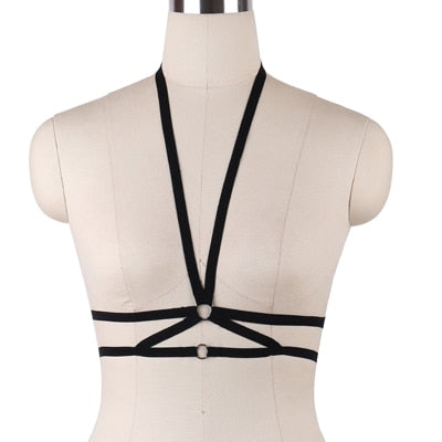 JLX.HARNESS Pentagram Bondage Body Harness Lingerie Goth Crop Tops Cage  Lingerie Harness Belt Harness Bra Rave Wear for Women
