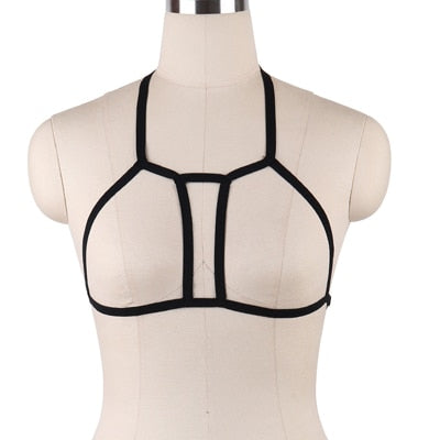 JLX.HARNESS Pentagram Bondage Body Harness Lingerie Goth Crop Tops Cage  Lingerie Harness Belt Harness Bra Rave Wear for Women