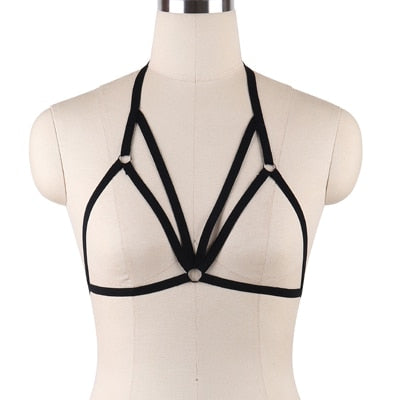 JLX.HARNESS Pentagram Bondage Body Harness Lingerie Goth Crop Tops Cage  Lingerie Harness Belt Harness Bra Rave Wear for Women