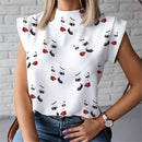 Women Lips Printed T Shirt Ladies Casual Stand Neck Tee Tops Short Sleeve Streetwear Summer Floral Plus Size Pullover T-shirts