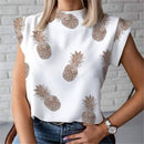 Women Lips Printed T Shirt Ladies Casual Stand Neck Tee Tops Short Sleeve Streetwear Summer Floral Plus Size Pullover T-shirts