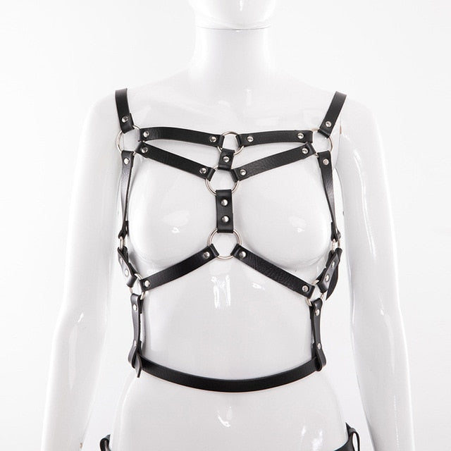BDSM Bondage Rope Leather Harness Toys For Women Adult Game Outfit Bra And Leg Suspenders Straps Garter Belt Sex Accessories Set