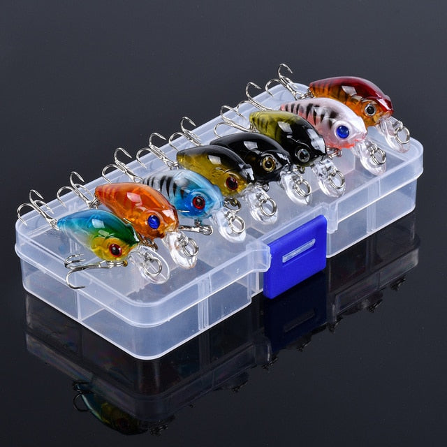 8pcs Crankbaits Set Mixed Colors Fishing Lures Minnow Baits Wobbler with Box Bass Swimbait Sea Swim Jerkbait Trout Tackle Hard
