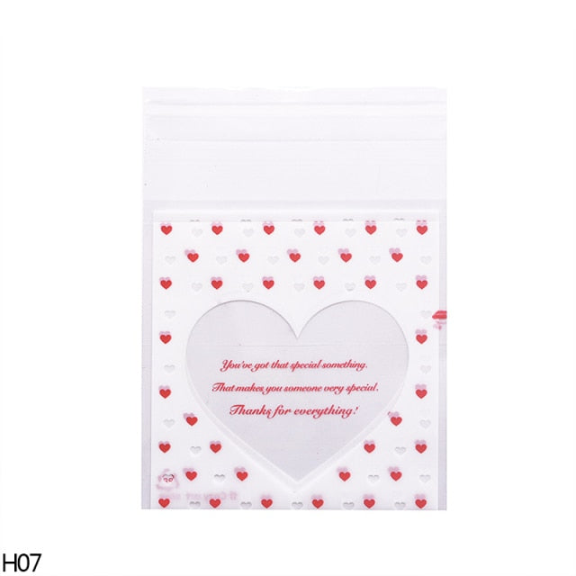 50/100pcs Heart Clear Candy Bag Transparent Plastic Bag Cookie OPP Bag For Wedding Birthday Party Deco DIY Gift Packaging Pouch