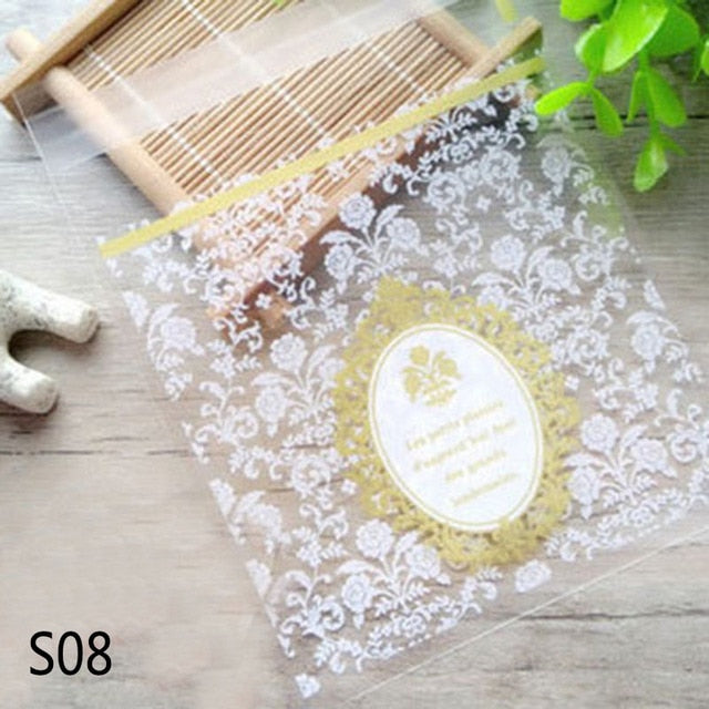 50/100pcs Heart Clear Candy Bag Transparent Plastic Bag Cookie OPP Bag For Wedding Birthday Party Deco DIY Gift Packaging Pouch