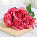 Best Selling Beautiful Rose Peony Artificial Silk Flowers Small White Bouquet Home Party Winter Wedding Decoration Fake Flowers