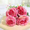 Best Selling Beautiful Rose Peony Artificial Silk Flowers Small White Bouquet Home Party Winter Wedding Decoration Fake Flowers