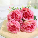 Best Selling Beautiful Rose Peony Artificial Silk Flowers Small White Bouquet Home Party Winter Wedding Decoration Fake Flowers