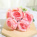 Best Selling Beautiful Rose Peony Artificial Silk Flowers Small White Bouquet Home Party Winter Wedding Decoration Fake Flowers