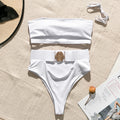 Mossha Hollow out White swimwear women High waist bikini 2020 Mujer Metal Buckle belt swimsuit women biquini female bathing suit