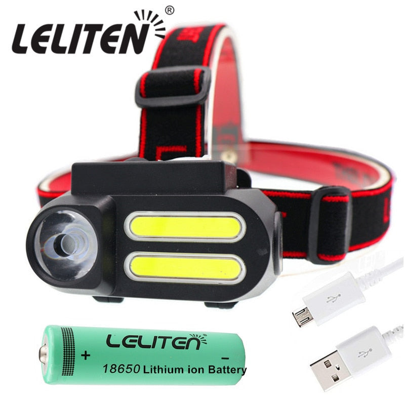 Portable Mini  XPE+2* COB LED Headlamp Work Light Waterproof Headlight Use 18650 Battery for Night Lighting Flashlight head lamp