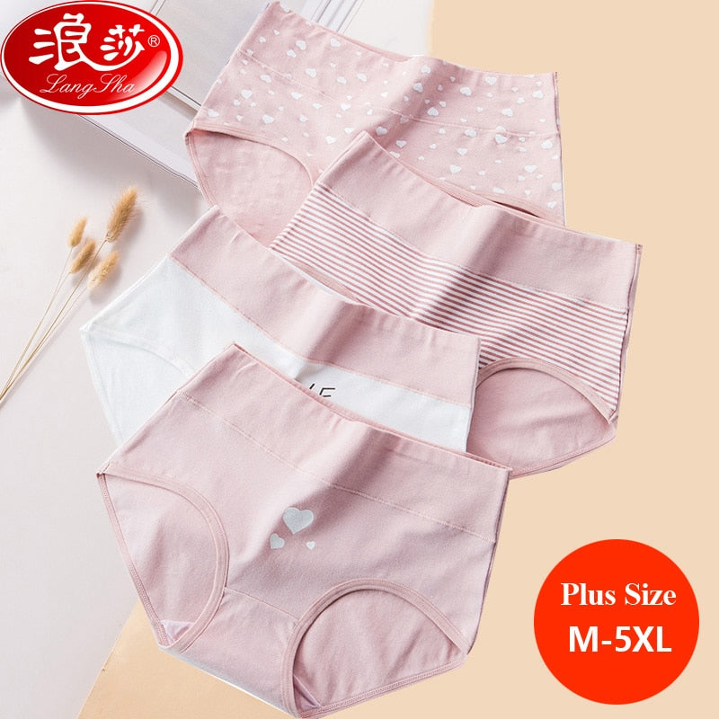 LANGSHA Plus Size M-5XL Panties Women Cotton High Waist Slimming Underwear Girls Seamless Briefs Sexy Female Breathable Lingerie