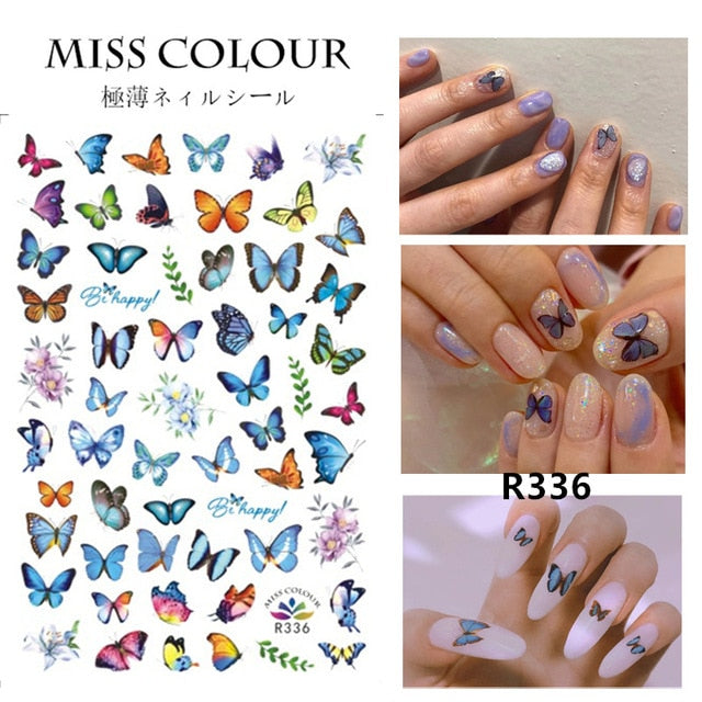 HZ Korea 2019 Summer Sweet Cute Colorful Flower Nail Sticker Waterproof Design Nail Decals For Women Girls Party Accessories