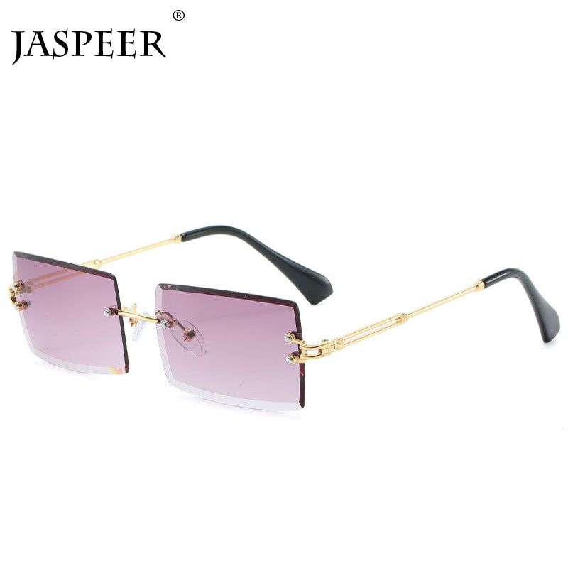 JASPEER New Rimless Rectangle Sunglasses Women Men Shades Brand Designer Gradient UV400 Sun Glasses Retro Frameless Sunglasses