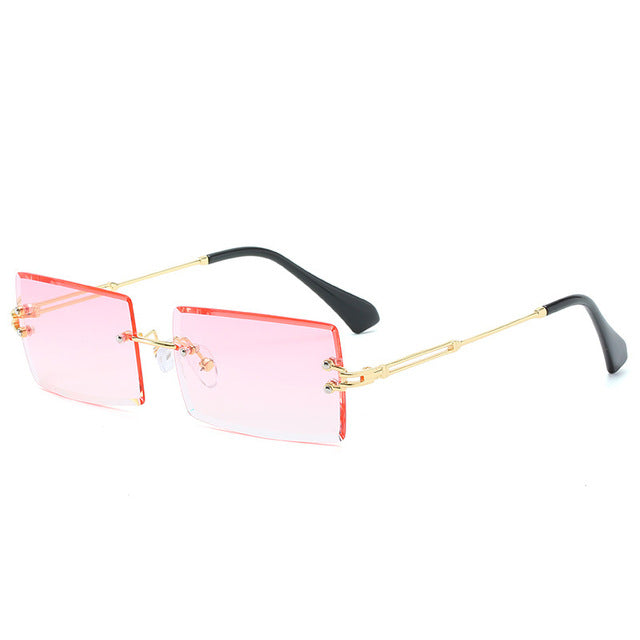 JASPEER New Rimless Rectangle Sunglasses Women Men Shades Brand Designer Gradient UV400 Sun Glasses Retro Frameless Sunglasses