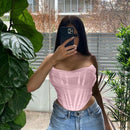 Cryptographic Sleeveless Fashion Strapless Bustier Corset Crop Tops Female Mesh Backless White Women Tops Zipper Summer 2021