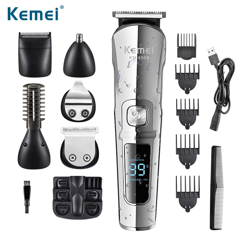 Kemei Professional Hair Trimmer Waterproof 6 in 1 Hair Clipper Electric Hair Cutting Machine Beard trimer Body Men Haircut