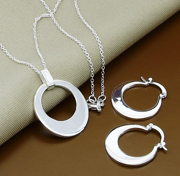 New Trendy 925 Sterling Silver Jewelry Sets Simple Fashion Insect Moon Round Ball Necklace Earrings Sets For Woman Gift