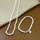 New Trendy 925 Sterling Silver Jewelry Sets Simple Fashion Insect Moon Round Ball Necklace Earrings Sets For Woman Gift