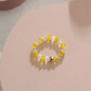 AOMU 2020 Fashion Crystal Beaded Rings Cute Minimalist Coloful Beads Geometric Stacked Fine Rings for Women Party Gift Jewelry