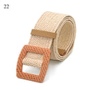 Vintage Boho Braided Waist Belt Summer Solid Female Belt Round Wooden Smooth Buckle Fake Straw Wide Belts For Women Hot Sale