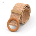 Vintage Boho Braided Waist Belt Summer Solid Female Belt Round Wooden Smooth Buckle Fake Straw Wide Belts For Women Hot Sale