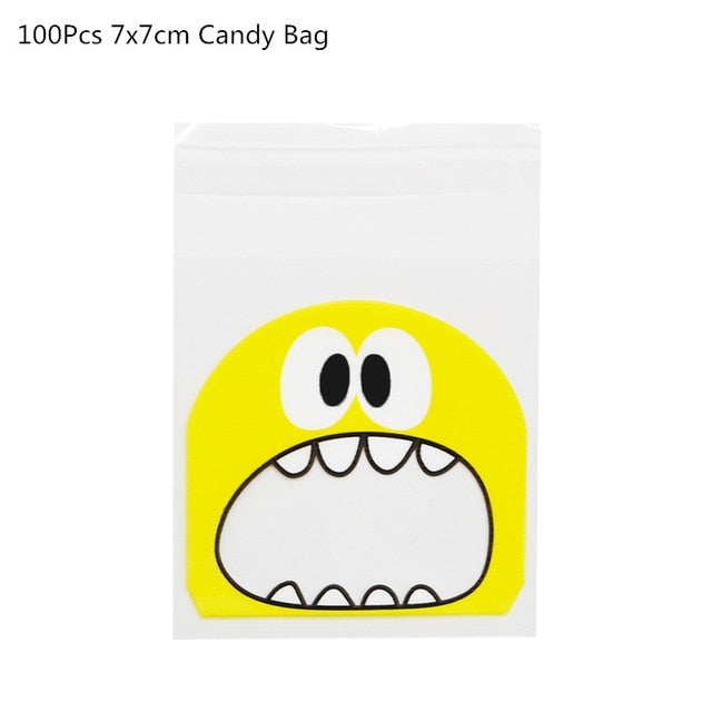 100Pcs Plastic Bags Thank you Cookie&Candy Bag Self-Adhesive For Wedding Birthday Party Gift Bag Biscuit Baking Packaging Bag